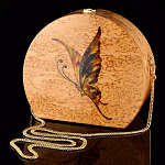 0060203 Сумочка дамская "Бабочка" Карельская береза, Янтарь 