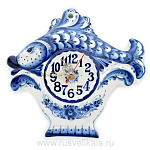 7502 Гжель Часы "Рыбка" 25см Авт. Исаев С.В.