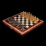 0066461 Шахматная доска складная"Русские" с фигурами,Янтарь, дерево, лак.41*20,5*7см