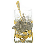 8804 Златоуст ПОДСТАКАННИК "КАБАН" со стаканом, ложкой, в П/У (953)