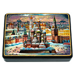 201696 Шкатулка с худ росписью "Москва. Кремль" перламутр, 18*13*4,5 зима