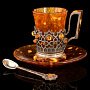 Кофейная пара из янтаря "Визирь". Ювелирная бронза, фотография 1. Интернет-магазин ЛАВКА ПОДАРКОВ