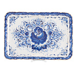 /№2-зол Гжель Лоток в золоте 30*20см средний Авт. Алехин С.С.