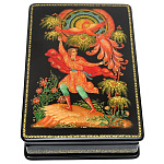 0042395/15*10см Лаковая миниатюра Шкатулка "Жар-Птица" (АР Коновалова)  (п845)