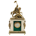 Часы каминные из малахита "Георгий Победоносец". Златоуст