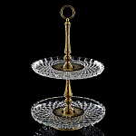 10523 Златоуст Ваза д/фруктов, 2-ярусная Хрусталь, позолота, чернение высота 42см 