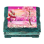 0074915/1087 Нат кмень ШКАТУЛКА ЗИМА с камен крошкой 140*100*80 мм