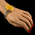 0050411/Браслет 724044 вст.янтарь/жемчуг р/п (Ag 925)