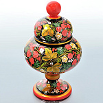 0022224 Хохлома Конфетница на ножке "Зефир" 28*14см (коллекц. изд.) 6833