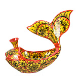 201526 Хохлома КОНФЕТНИЦА ЦАРЬ-РЫБА, кр кудрина, 31*12*25 см