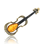 0045333/1637.4 Брошь Скрипка Страдивари (коньячный)