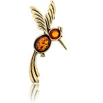 0071700/3453.4 Брошь Колибри фруктовая (коньячный)