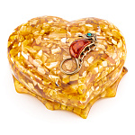 0059624-НП/м.конек Изделия из янтаря ШКАТУЛКА "СЕРДЦЕ" 17*13*8см