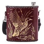 0055926/501 (золото) 1л/ФЛЯГА в кожаном чехле "Утка"