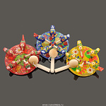 0017593-б/росписи Богородская ИГРУШКА "Курочки клюют зерно"механическая, цвета в ассортименте