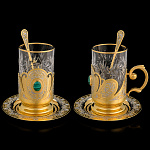  Златоуст Чайный набор "Малахитовый" на 2 персоны В П/У