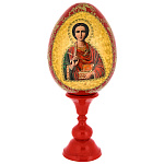 0068839-Пантелеймон  ЯЙЦО ПАСХАЛЬНОЕ 16/26см  (дерево, роспись)