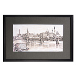 0059844-НП/55*37см -сер  Живопись на холсте "СТАРАЯ МОСКВА" Паспарту Багет