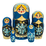 4520  -5м18см Матрешка "ГУАШЬ" синий платок