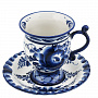 Чайная пара "Нежная". Гжель, фотография 1. Интернет-магазин ЛАВКА ПОДАРКОВ