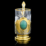 0026839 Златоуст ПОДСТАКАННИК с ложкой "Авантюрин" С КАБОШОНОМ в П/У (683/2)