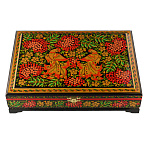 Шкатулка для документов "Птица и рябина". Хохлома