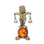 0080564 Скульптура из бронзы с янтарем "Знаки зодиака. Весы" 181