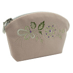 Косметичка бархатная с вышивкой "Заря". Розовая