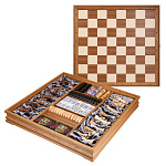 Игровой набор, шахматы, нарды, шашки, домино, карты в ларце 50х50 см