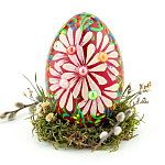 Яйцо пасхальное подарочное с росписью и бисером "Цветы"