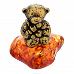 Статуэтка с янтарем "Мишка Тедди с цветами"