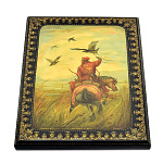0044880/32*23см  Лаковая миниатюра Палех ПАПКА АДРЕСНАЯ "Соколиная охота" Комяков
