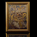 Панно-гравюра "Берёзовый мосток". Златоуст 28х35 см