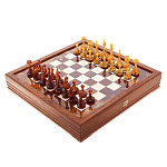 0080388  Шахматы "Американские" (поле нат.камень) 43*43см  Фигуры Янтарные "Эстетика"