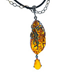 7230651/17,37г  Серебро 925* ПОДВЕСКА вст.Янтарь