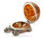 16063/СИР-б Янтарь Шкатулка "Черепаха" Бронза