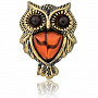 Брошь с янтарем "Сова Пушистик", фотография 2. Интернет-магазин ЛАВКА ПОДАРКОВ