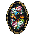 202814 Поднос сувенирный "ЦВЕТЫ" (фон черн) 33*23 СМ