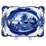  Гжель ТАРЕЛКА декоративная ЛЕТО В ДЕРЕВНЕ , 17*12 см