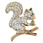 -0818 Традиции ФАБЕРЖЕ  Брошь "БЕЛКА НА ВЕТОЧКЕ"