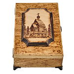 Шкатулка деревянная из карельской березы "Церковь"