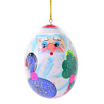 0035019-5*7см НОВОГОДНЯЯ игрушка-подвес ЯЙЦО"ДЕД МОРОЗ" деревянная