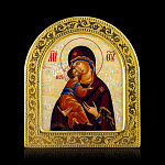 0066560-0058 Икона рукописная Владимирская Божия Матерь перламутр 155-175 мм рама сус зол