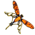 0051006/2136.4 Брошь Стрекоза Лучик (коньячный)