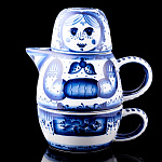  Гжель  НАБОР: ЧАЙНИК+ ЧАШКА "МАТРЕШКА"