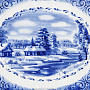 Декоративная тарелка "Зима в деревне". Гжель, фотография 2. Интернет-магазин ЛАВКА ПОДАРКОВ