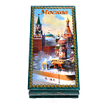 Шкатулка-купюрница из папье-маше с принтом "Москва. Храм Василия Блаженного"