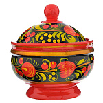 0020290/ВК/б-крыш Хохлома СОЛОНКА ОТКРЫТАЯ 4*9см в ассортименте