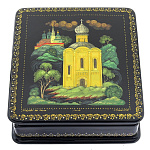 0048175/9*7см Шкатулка лаковая миниатюра Холуй"Храм Покрова на Нерли"193