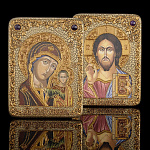 0066068/15*20см  Венчальная пара икон "БМ Казанская/Вседержитель" мор. дуб RTI-P25.М